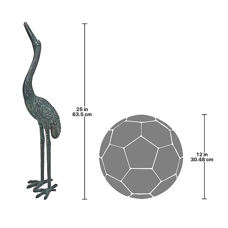 Design Toscano Medium Bronze Straight Neck Crane