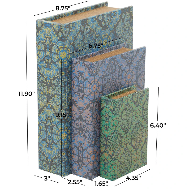 Geometric Floral Canvas Faux Book Box Set