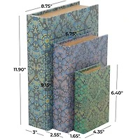 Geometric Floral Canvas Faux Book Box Set