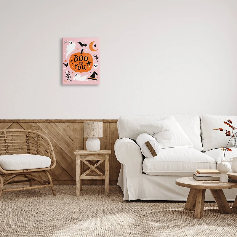 Stupell Industries Boo to You Halloween Elements Canvas Wall Art