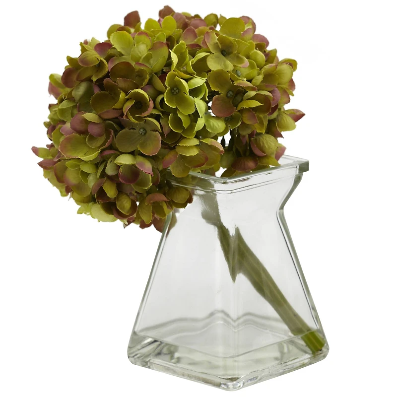 Green, Purple & White Hydrangea with Vase, 3ct.