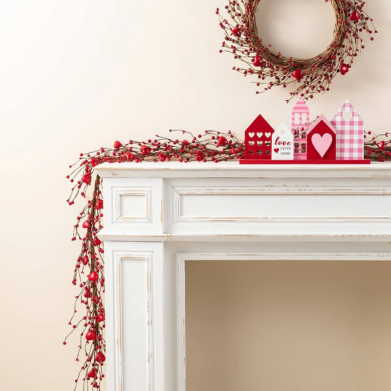Glitzhome® 6ft Valentine's Red Berry Garland