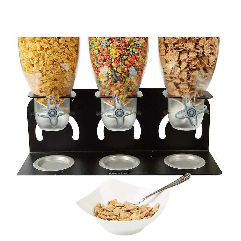 Mind Reader Black Heavy Duty Metal Cereal Triple Dispenser