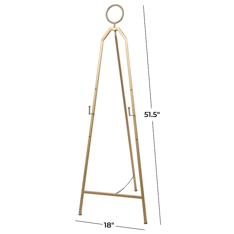 51.5" Gold Metal Adjustable Minimalistic Floor Easel with Circular Ring Top