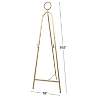 51.5" Gold Metal Adjustable Minimalistic Floor Easel with Circular Ring Top