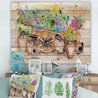 Designart - Lavender Flowers On Ancient Cart