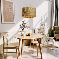 Hello Honey® Bella Natural Metal & Handwoven Wicker Drum Ceiling Light