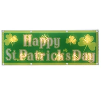 17" Green Holographic St.Patrick's Day Lighted Window Silhouette Decoration