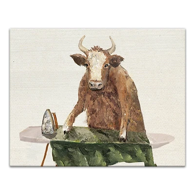 Ironing Cow 14" x 11" Canvas Wall Art