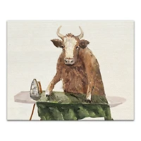 Ironing Cow 14" x 11" Canvas Wall Art
