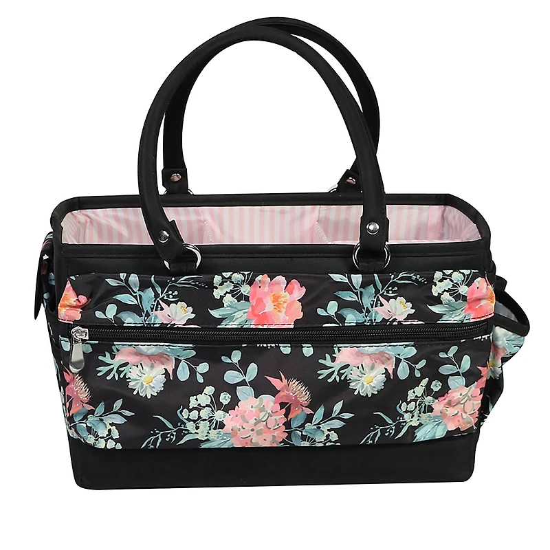 Everything Mary Black & Floral Deluxe Store & Tote Craft Organizer