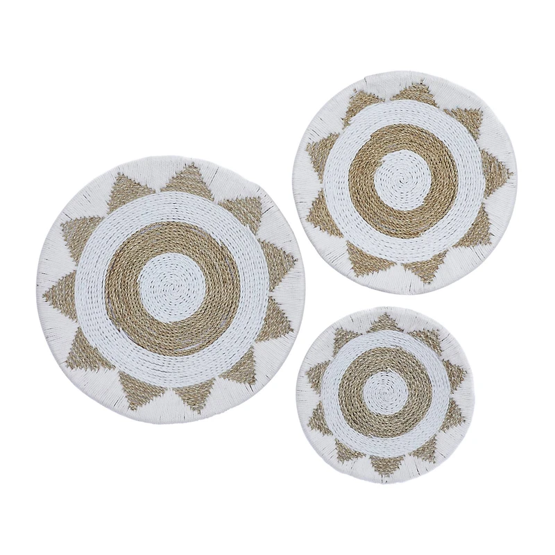 Set of 3 White Cotton Coastal Style Wall Decor 24", 20", 16"