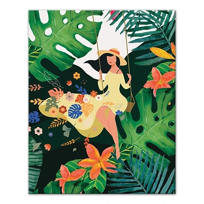 Jungle Swing Girl Canvas Wall Art