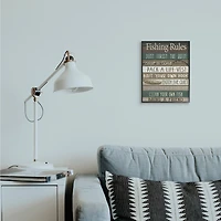 Stupell Industries Rustic Fishing Rules Sign Brown Green Beige Framed Wall Art