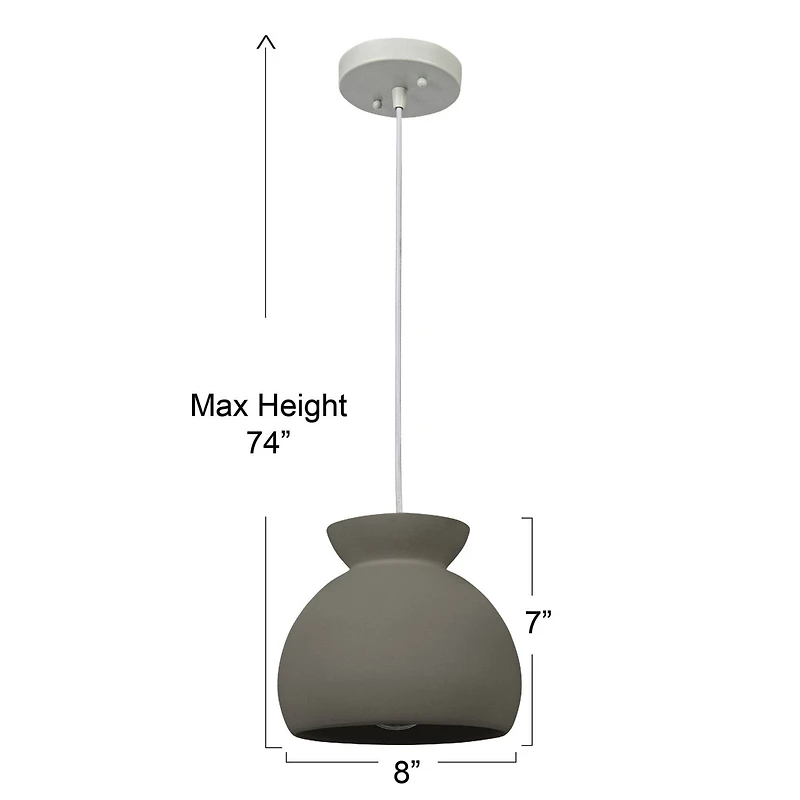 Hello Honey® Sienna Matte Charcoal Boho Ceramic Ceiling Light with White Fabric Cord