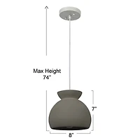 Hello Honey® Sienna Matte Charcoal Boho Ceramic Ceiling Light with White Fabric Cord