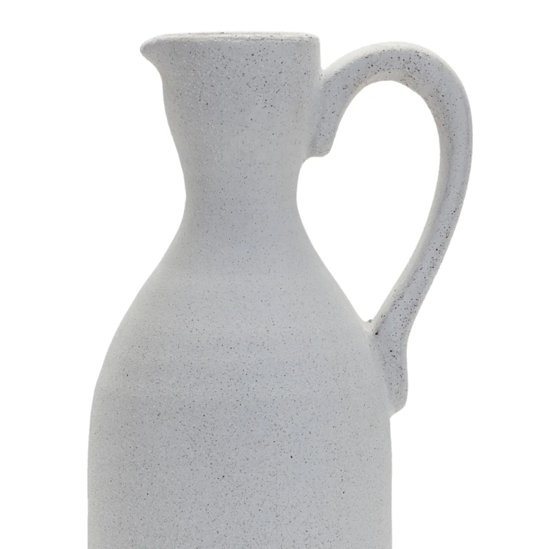 13.5" Modern White Clay Pitcher Vase
