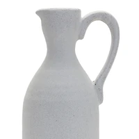 13.5" Modern White Clay Pitcher Vase