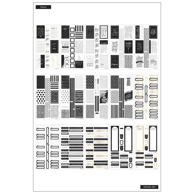 The Happy Planner® Black & White Value Pack Stickers