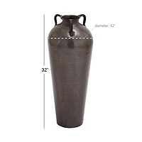Brown Metal Rustic Vase, 32" x 12" x 12"