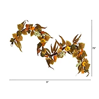 6ft. Fall Pumpkin, Gourds & White Berries Autumn Garland