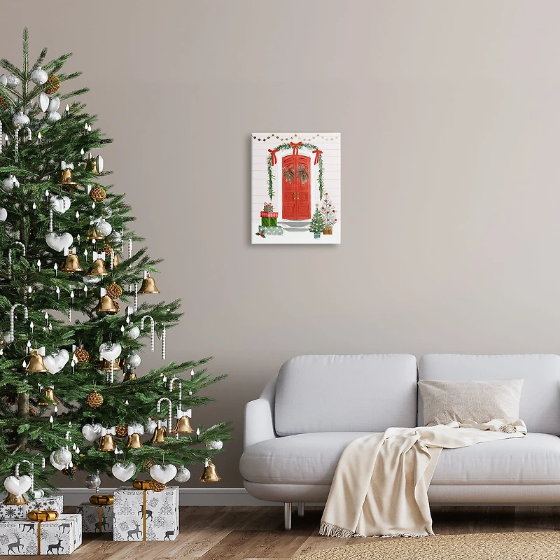 Stupell Industries Red Jolly Christmas Doorway Canvas Wall Art