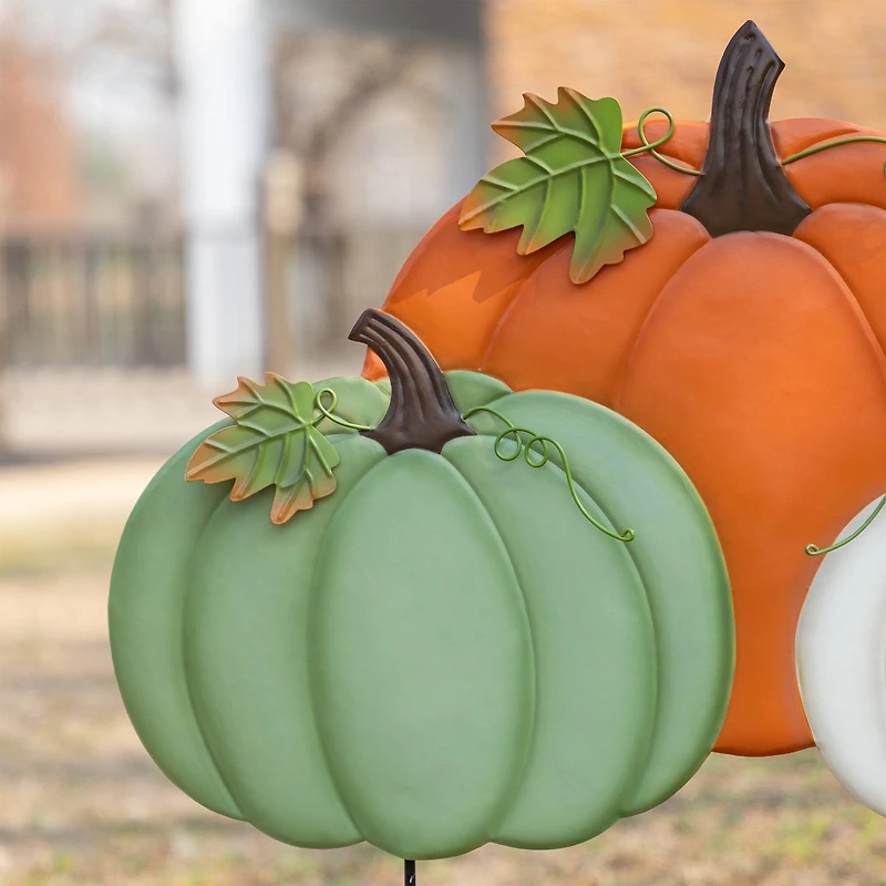 Glitzhome® 23.75" Fall Metal Stacked Pumpkin Yard Stake