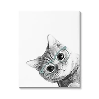 Stupell Industries Baby Kitten Peeking Glasses Portrait Canvas Wall Art