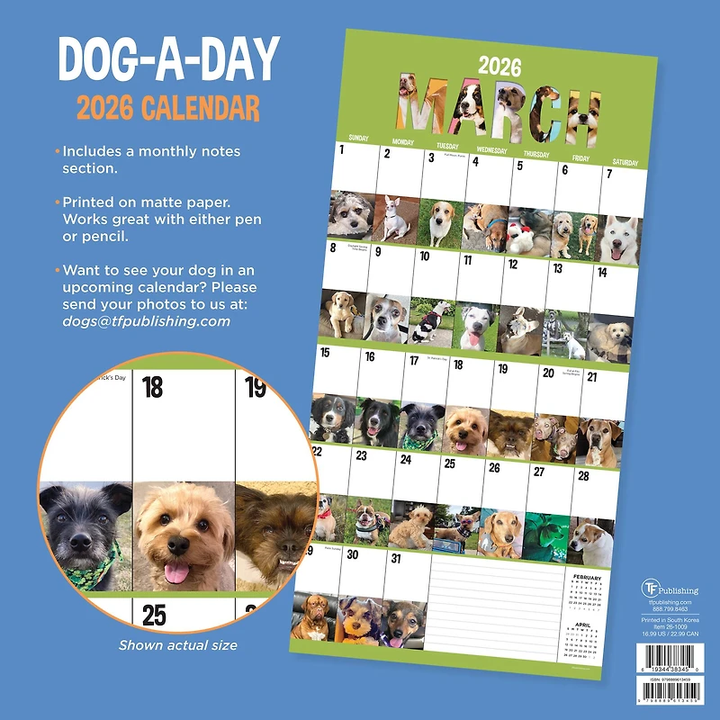 2026 Dog-A-Day Wall Calendar