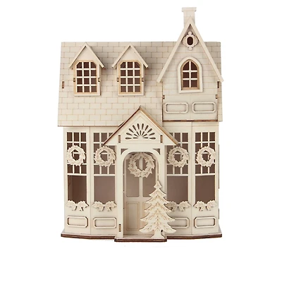12.25" Unfinished Village House DIY LED Wood Décor by Make Market®
