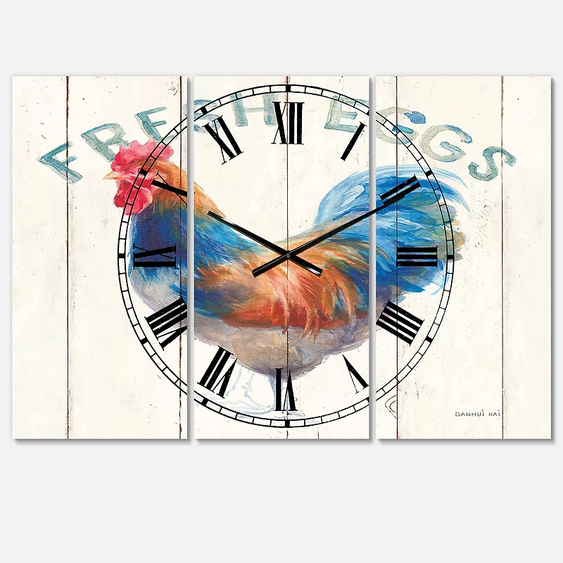 Designart 'Wood Farm Roaster Ii Farmhouse Multipanel Wall Clock