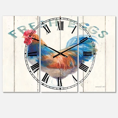 Designart 'Wood Farm Roaster Ii Farmhouse Multipanel Wall Clock
