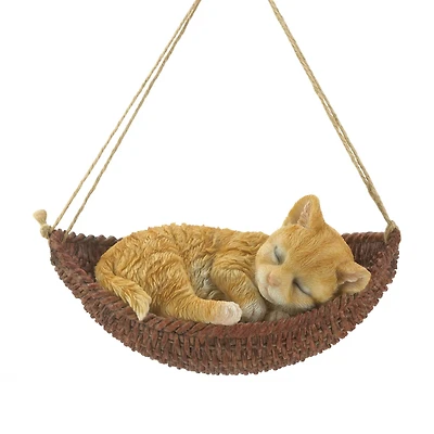 7" Napping Cat on Hammock Figurine