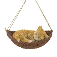 7" Napping Cat on Hammock Figurine