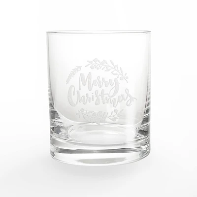11oz. Merry Christmas Script Whiskey Glass