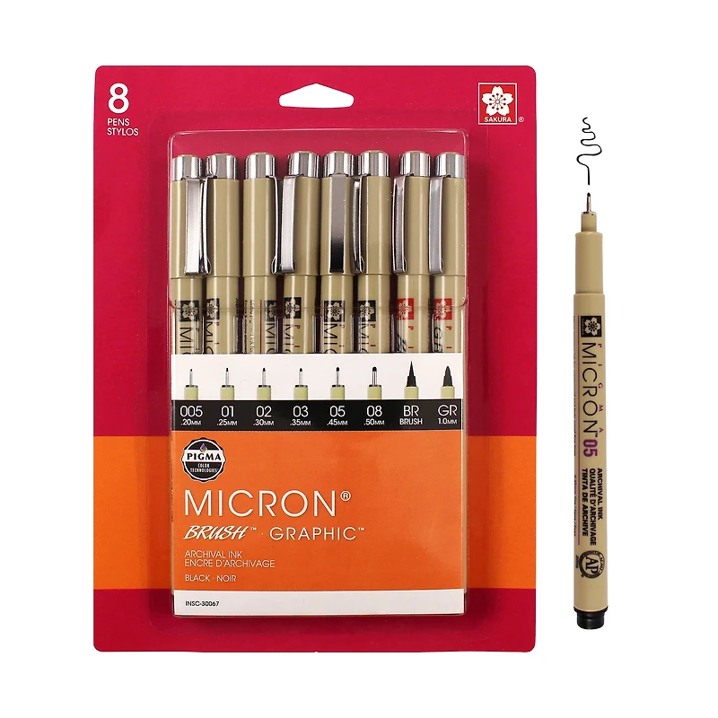 Pigma® 8 Pen Set, Black