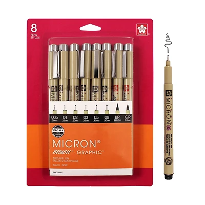 Pigma® 8 Pen Set, Black