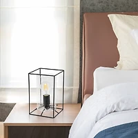 Lalia Home Black Framed Table Lamp with Cylinder Glass Shade