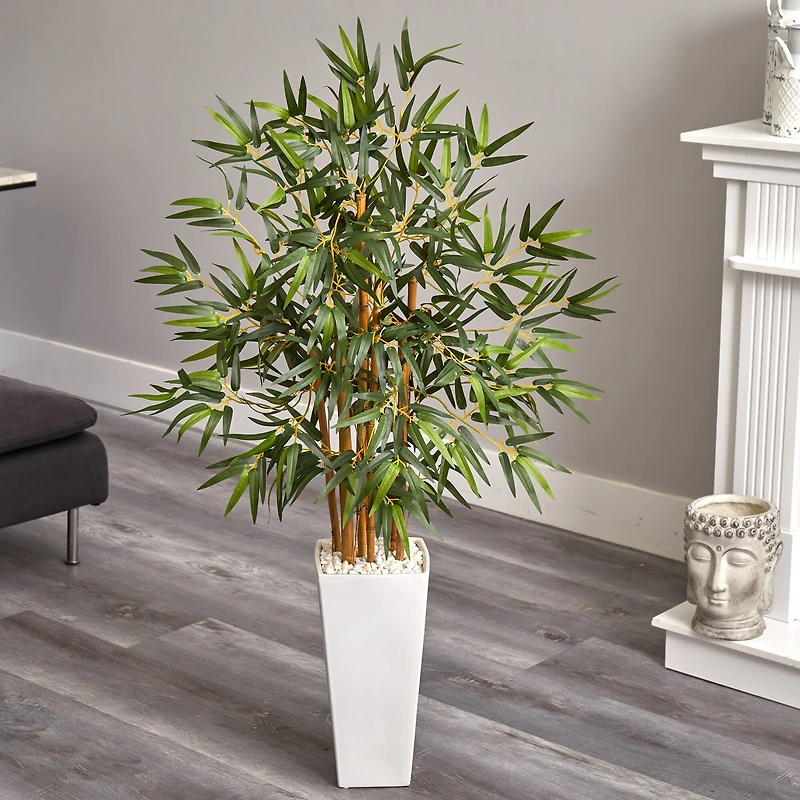 4ft. Bamboo Tree in White Tower Planter