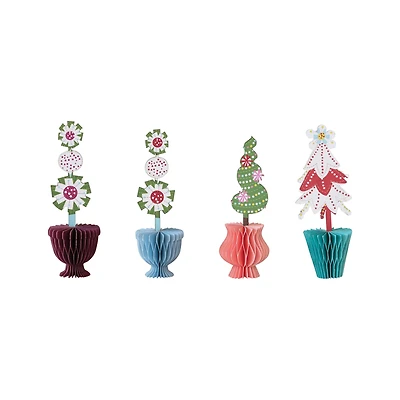 Hello Honey® 6" Printed Paper Folding Honeycomb Topiary with Holiday Design Set