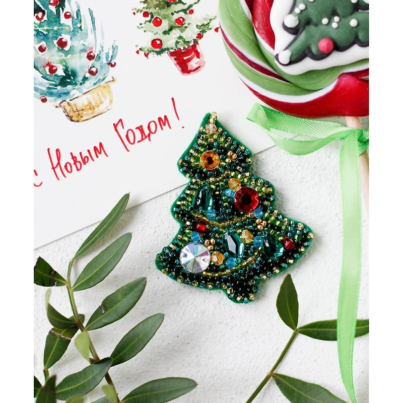 Abris Art Decoration Christmas Tree Bead Embroidery Kit