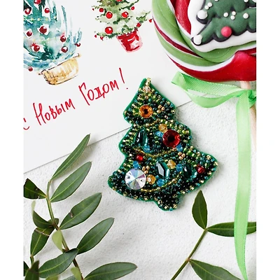 Abris Art Decoration Christmas Tree Bead Embroidery Kit