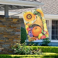 40" Cornucopia & Flowers Autumn Harvest Garden Flag