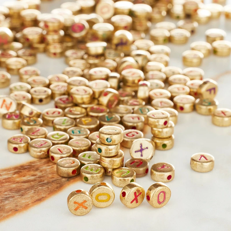 Gold Alphabet Circle Acrylic Beads, 7mm by Bead Landing™