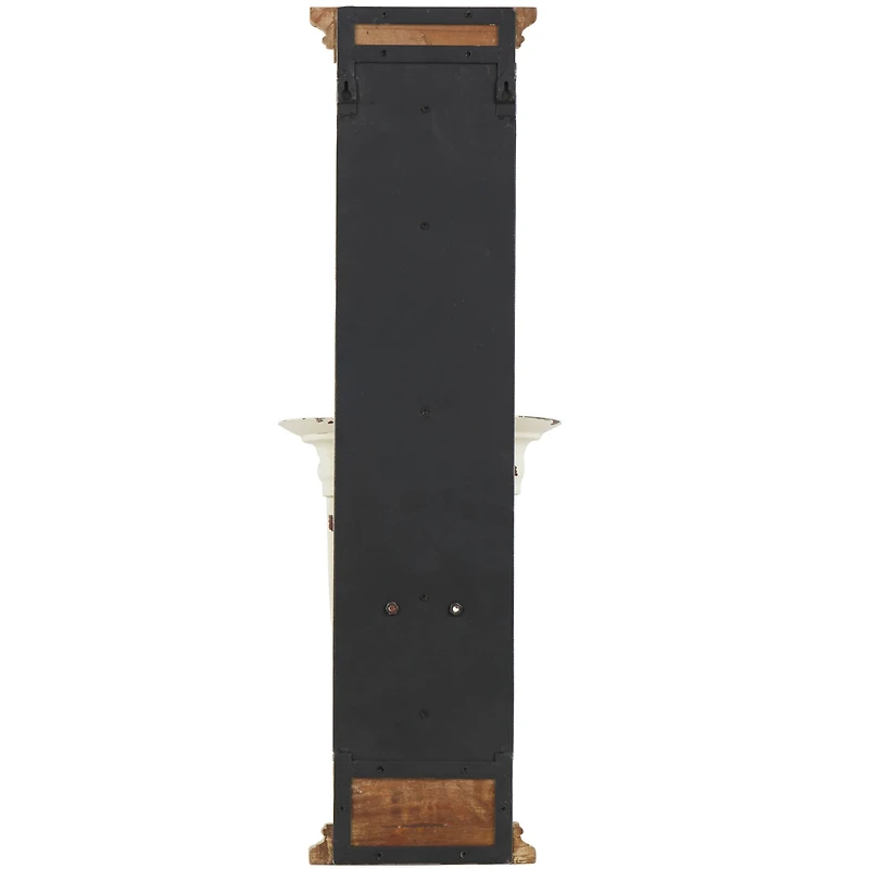 29" Brown Wood Pillar 2 Plate Scroll Wall Sconce