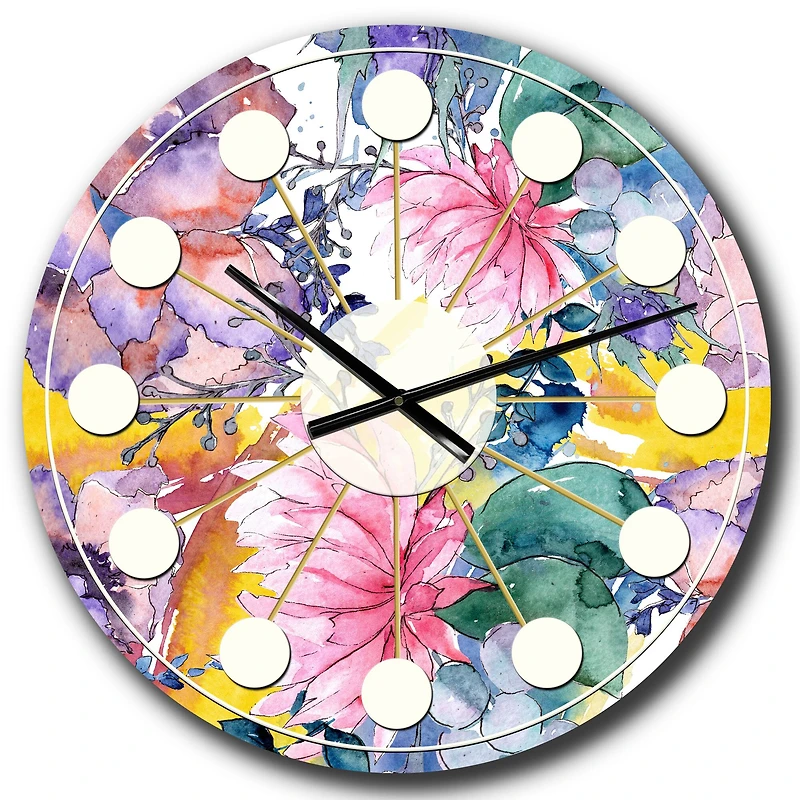 Designart 'Retro Floral Botanical V Mid-Century Modern Wall Clock