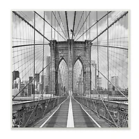 Stupell Industries Brooklyn Bridge Black White Industrial Landscape City Architecture,12" x 12"