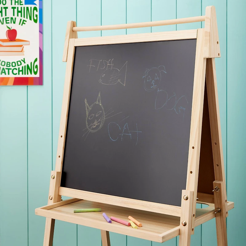 22" Chalkboard & White Erase Board Floor Easel