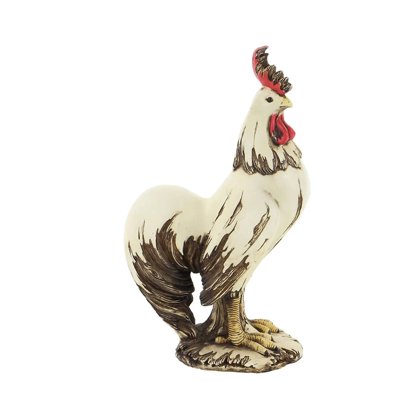 15" White Rooster Garden Sculpture