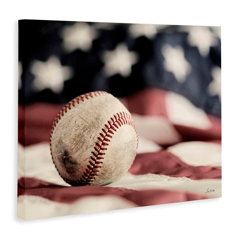 Stupell Industries Baseball & American Flag Canvas Wall Art